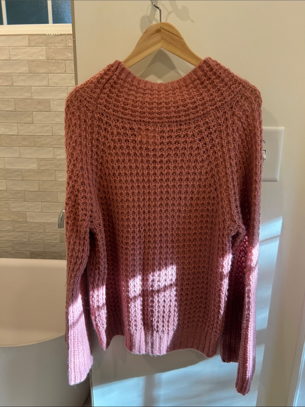 Anthropologie Rose Mauve Open-Knit Crewneck Sweater - Picture 4 of 4